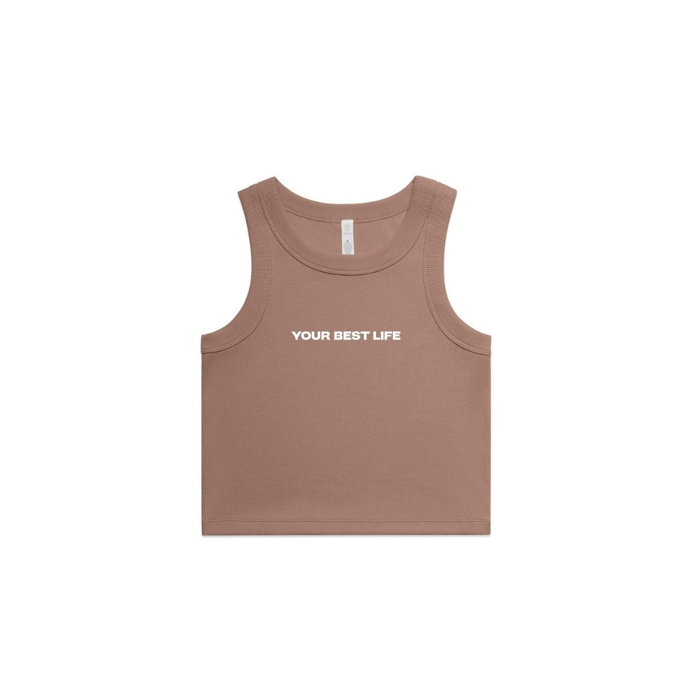 Womens Rib Crop Tank Vest in Hazy Pink