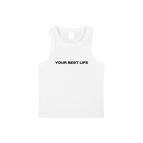 Acid Wash Ribbed Vest in White