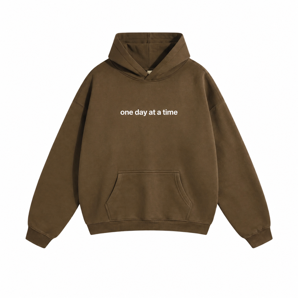 ONE DAY AT A TIME OVERSIZED HOODIE IN BROWN