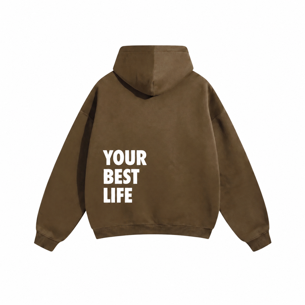 ONE DAY AT A TIME OVERSIZED HOODIE IN BROWN