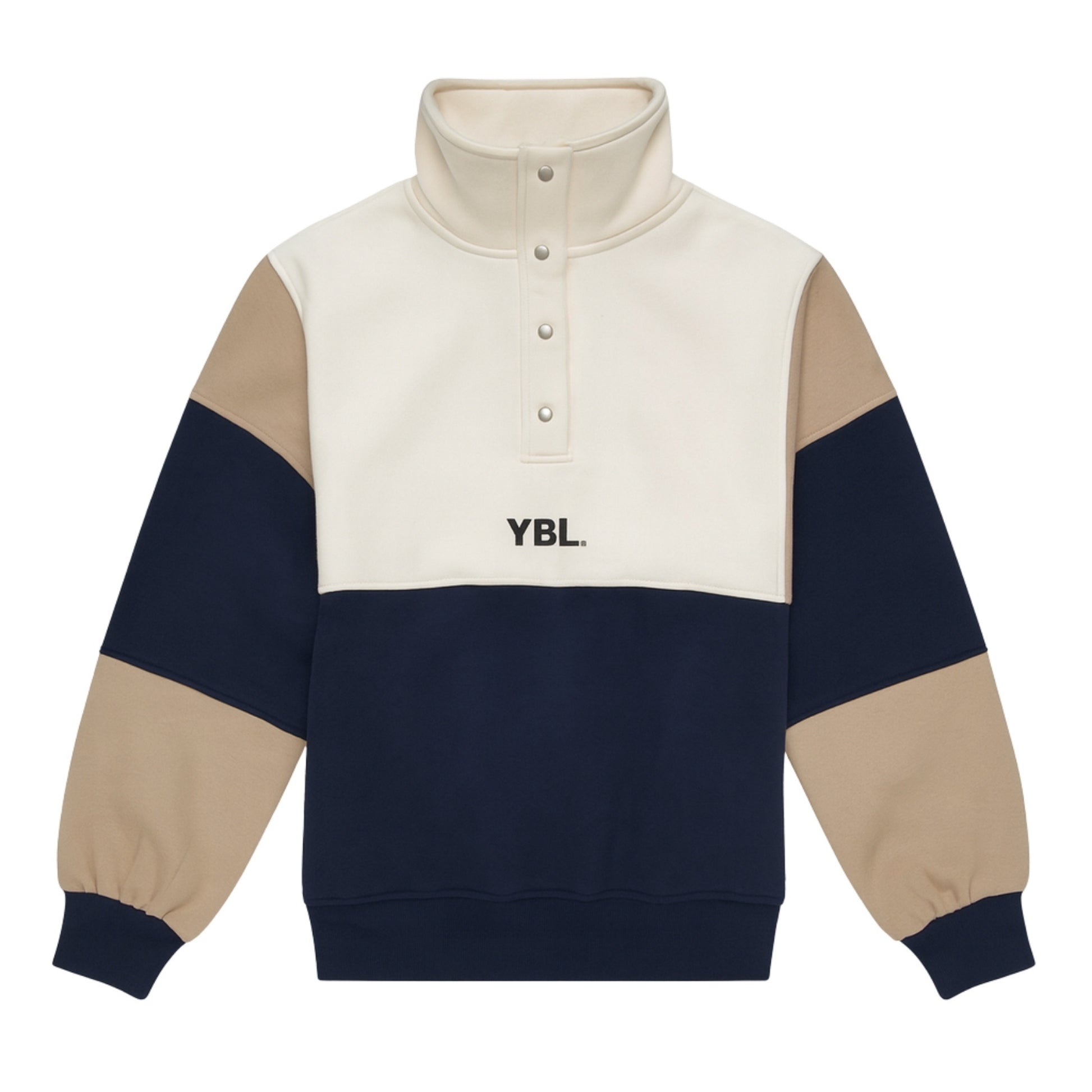 Colour Block 1/2 Zips in Navy/Sand
