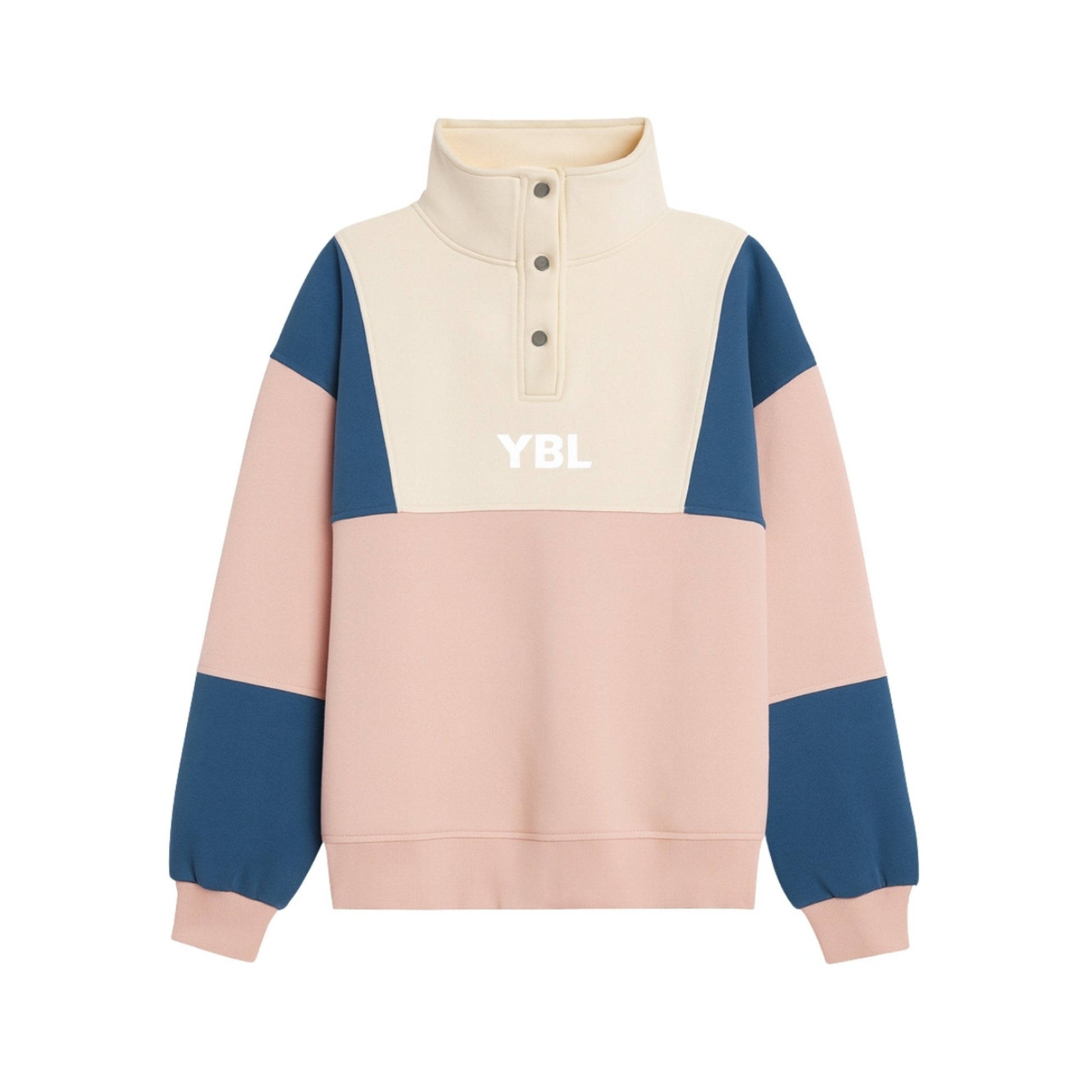 Colour Block 1/2 Zips in Pink/Royal Blue