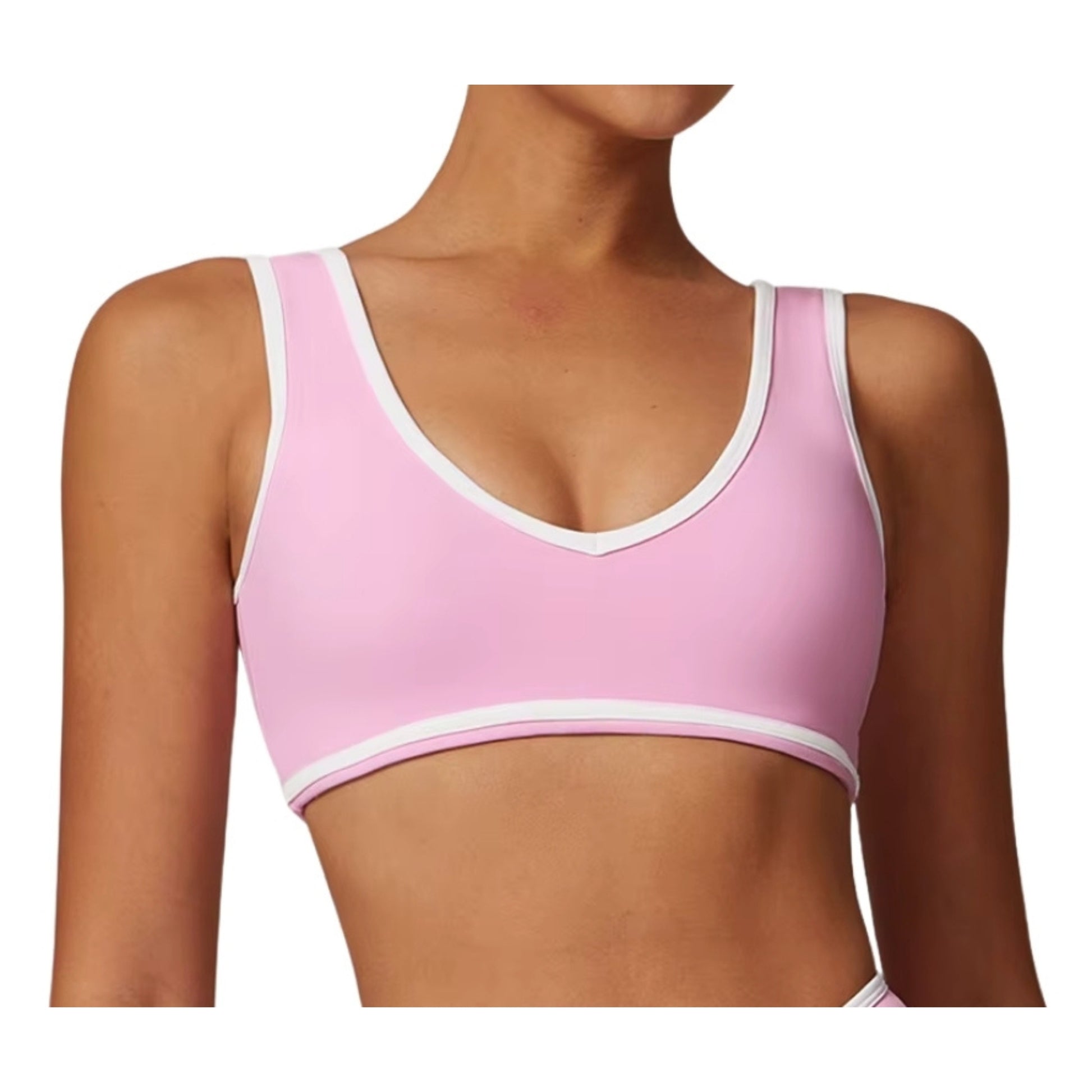 Contrast Sports Bras in Baby Pink