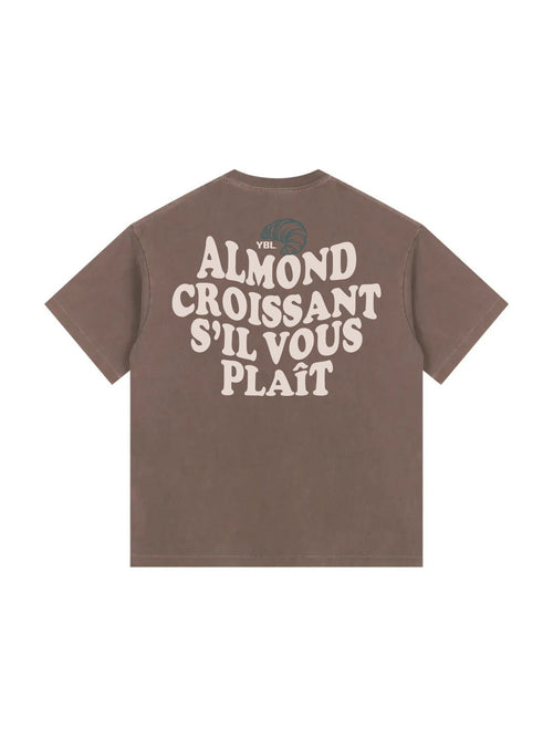 Almond Croissant Boxy Relax Fit Tee in Faded Brown - heavy oversized