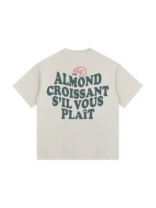 Almond Croissant Boxy Relax Fit Tee in Faded Bone - heavy oversized