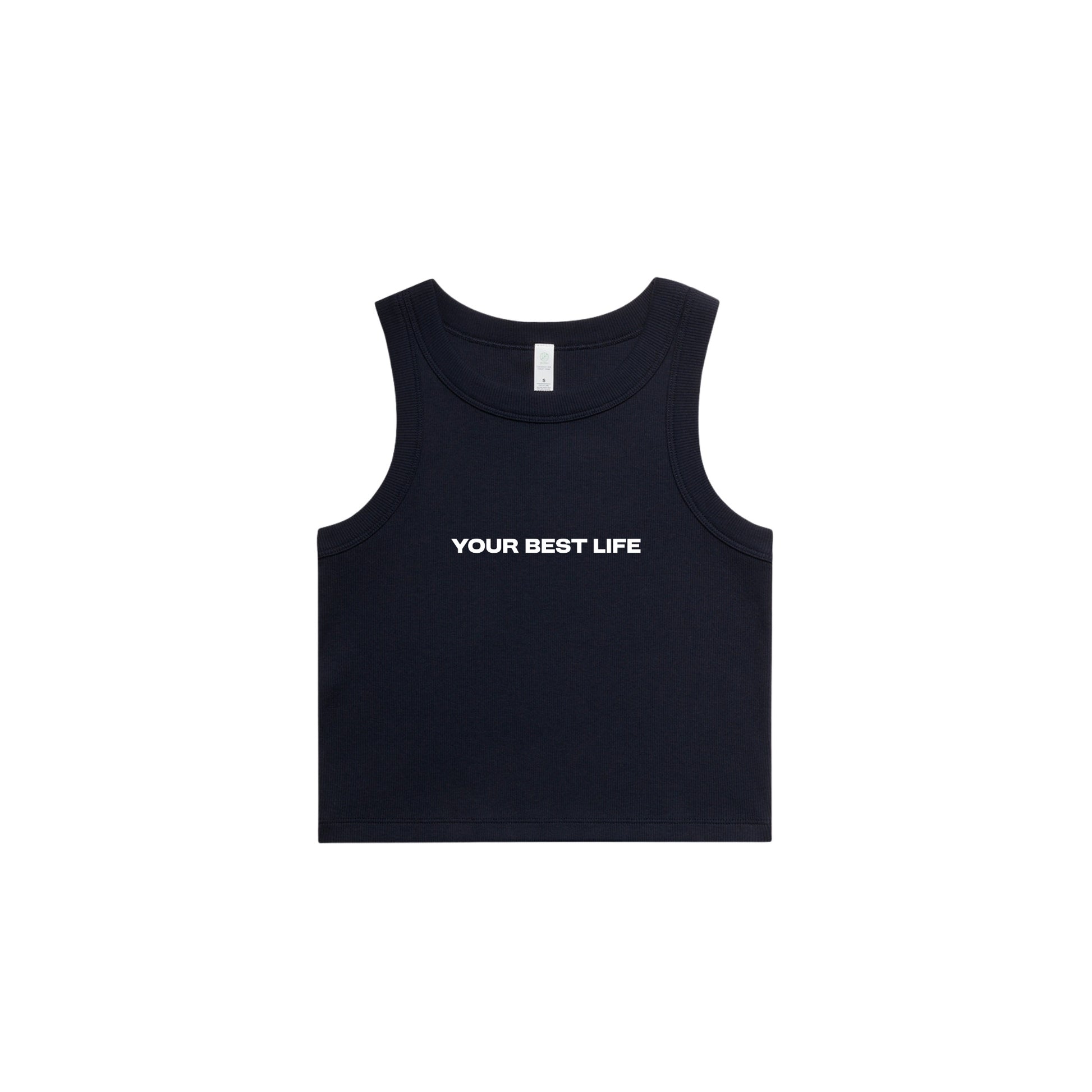 Womens Rib Crop Tank Vest in Navy