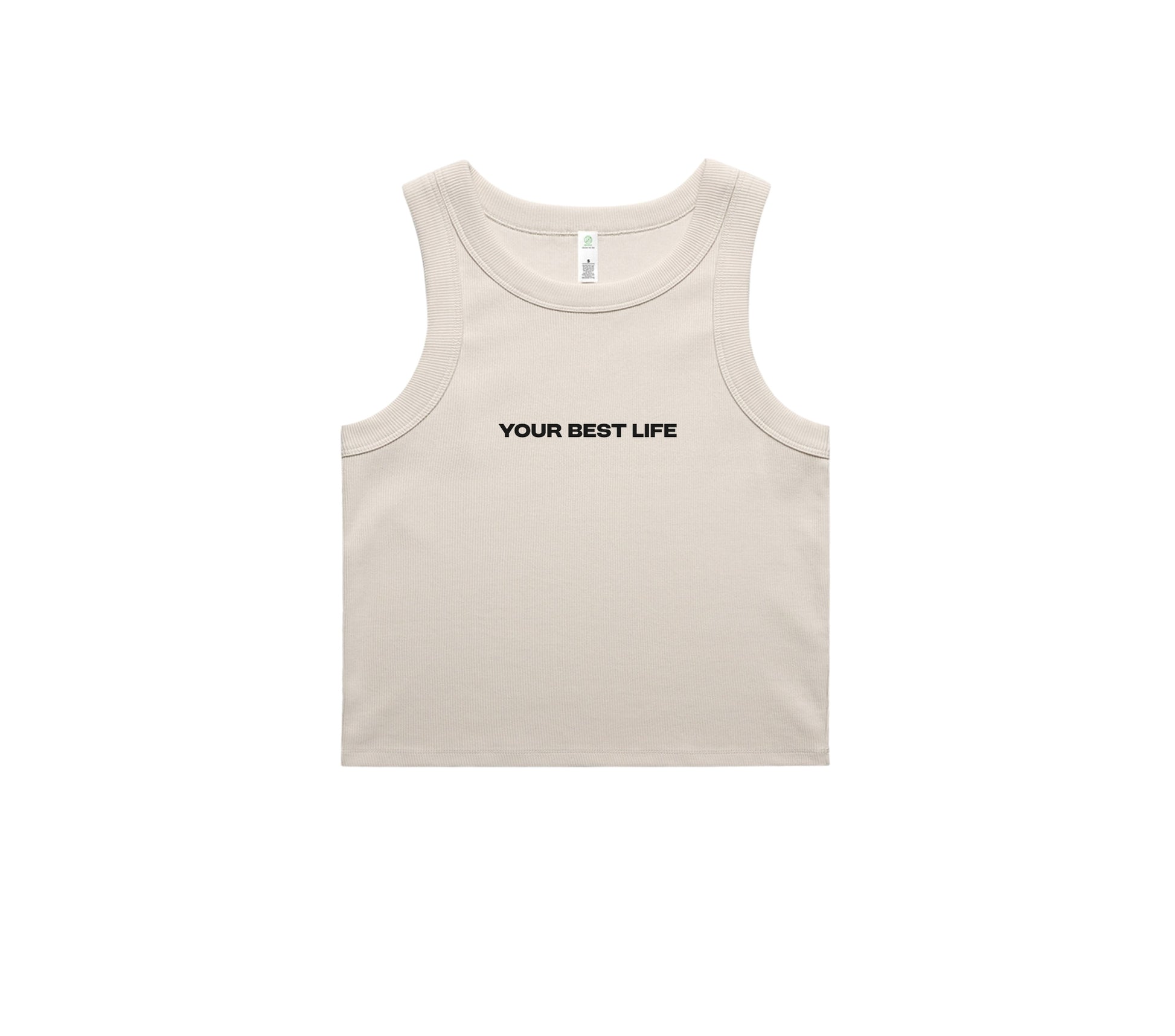 Womens Rib Crop Tank Vest in Bone