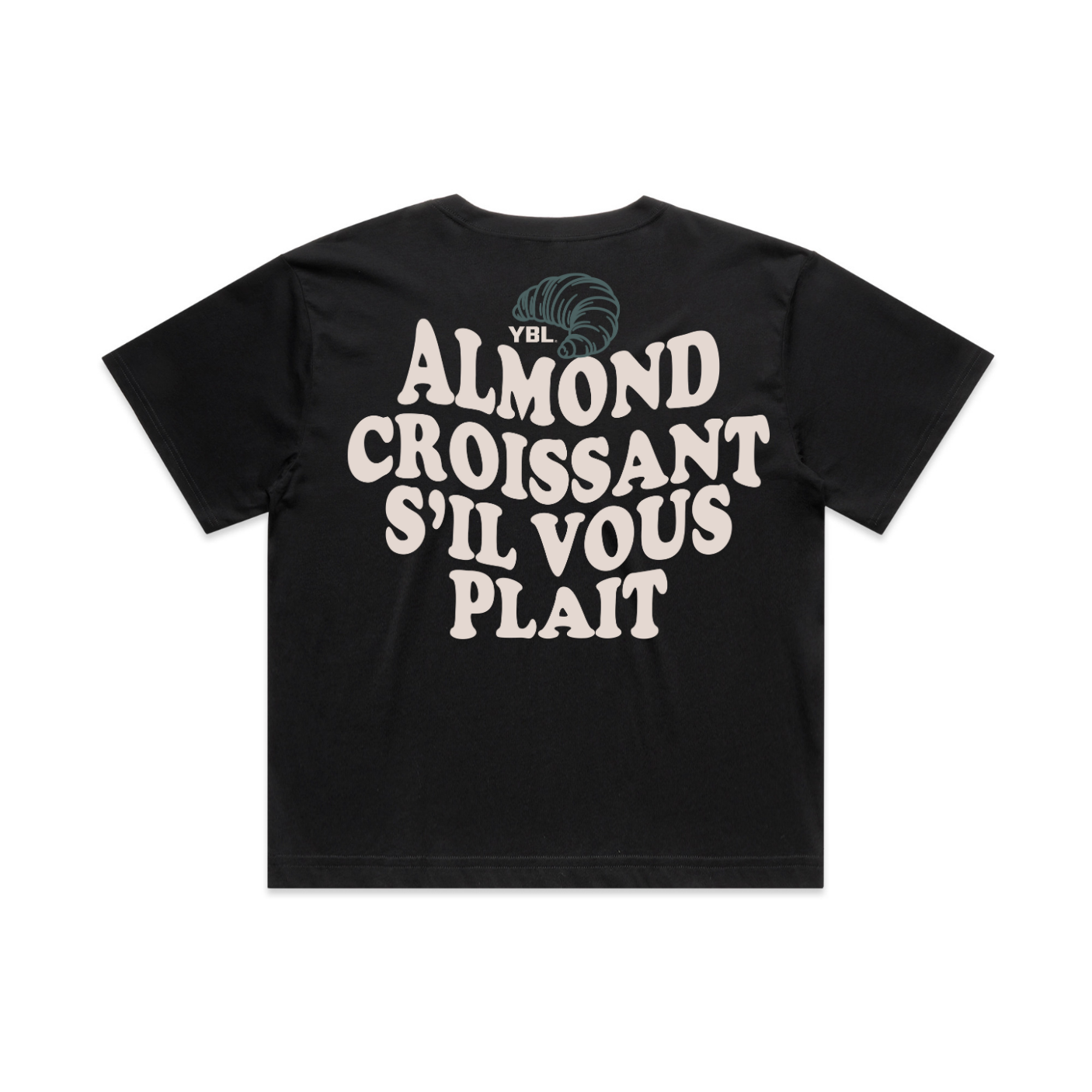 Almond Croissant Crop Tee in Black