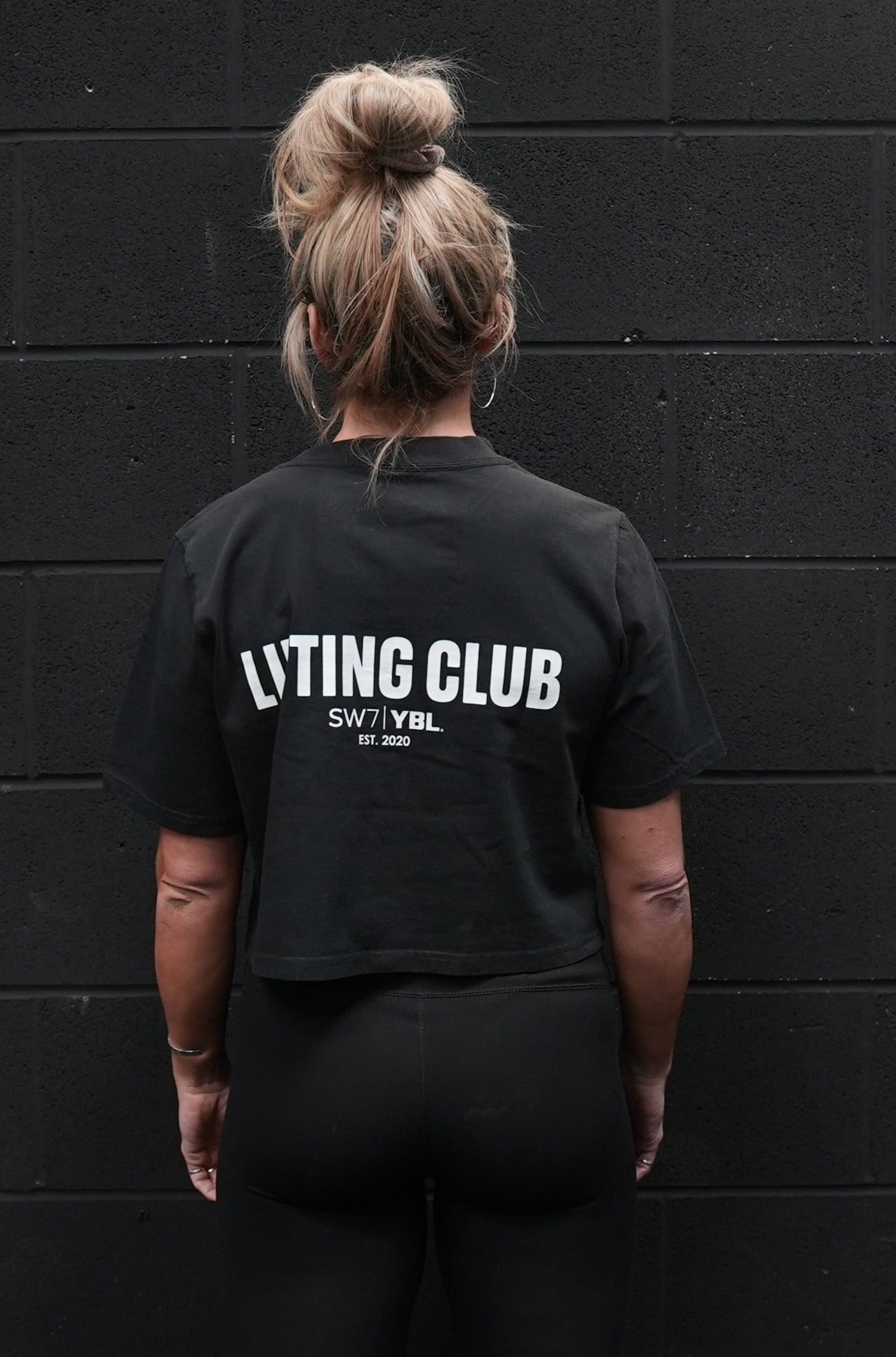 Lifting Club Heavy Faded Crop Tee in Faded Black