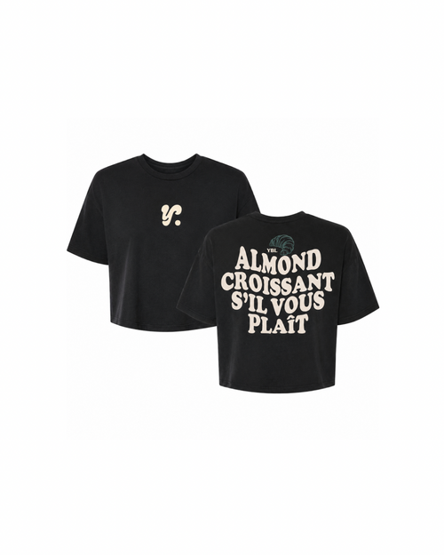 ALMOND CROISSANT CROPPED T SHIRT FADED BLACK