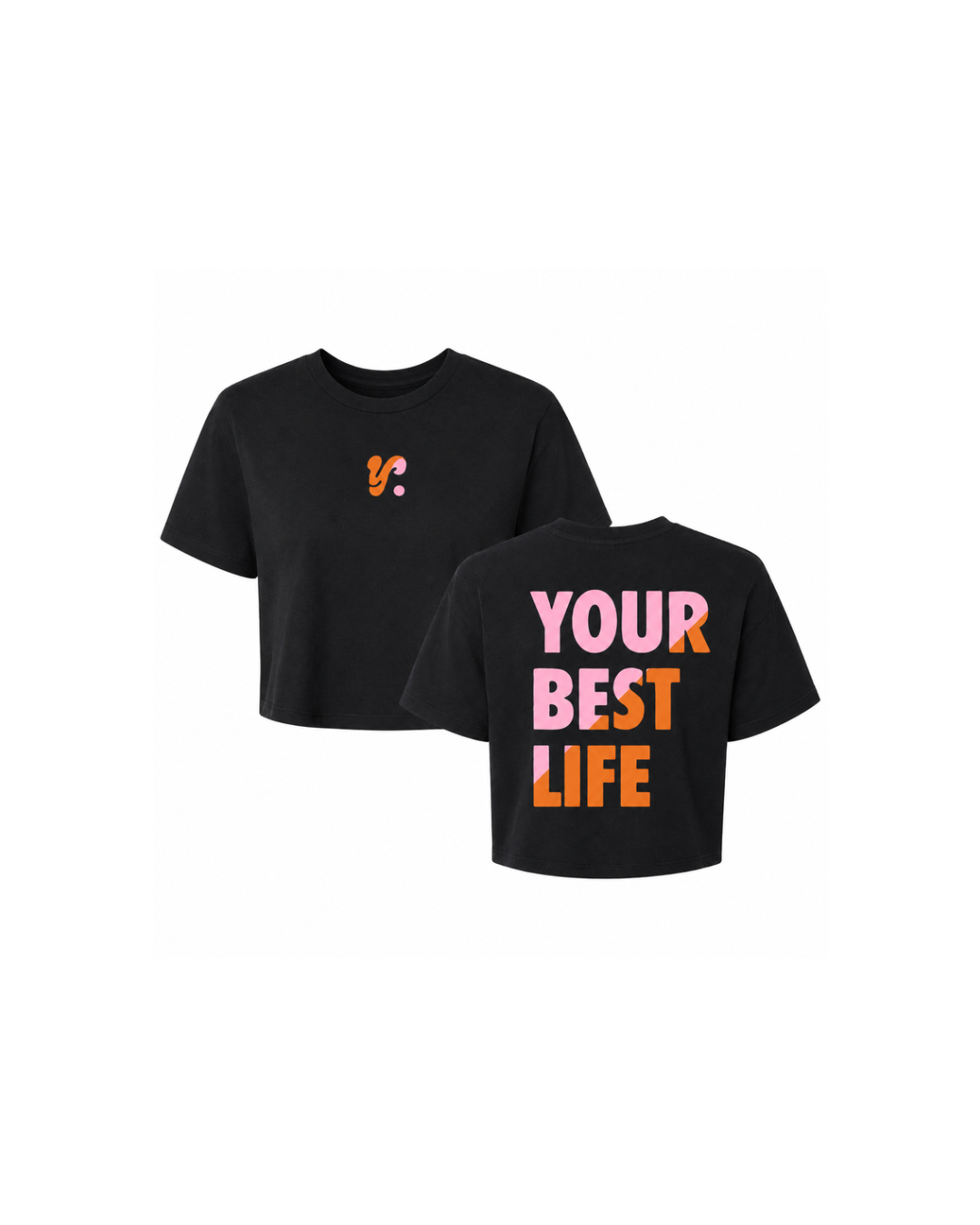 YOUR BEST LIFE CROPPED T SHIRT FADED BLACK