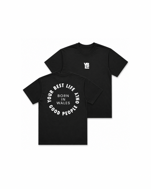 BORN IN WALES T SHIRT IN BLACK