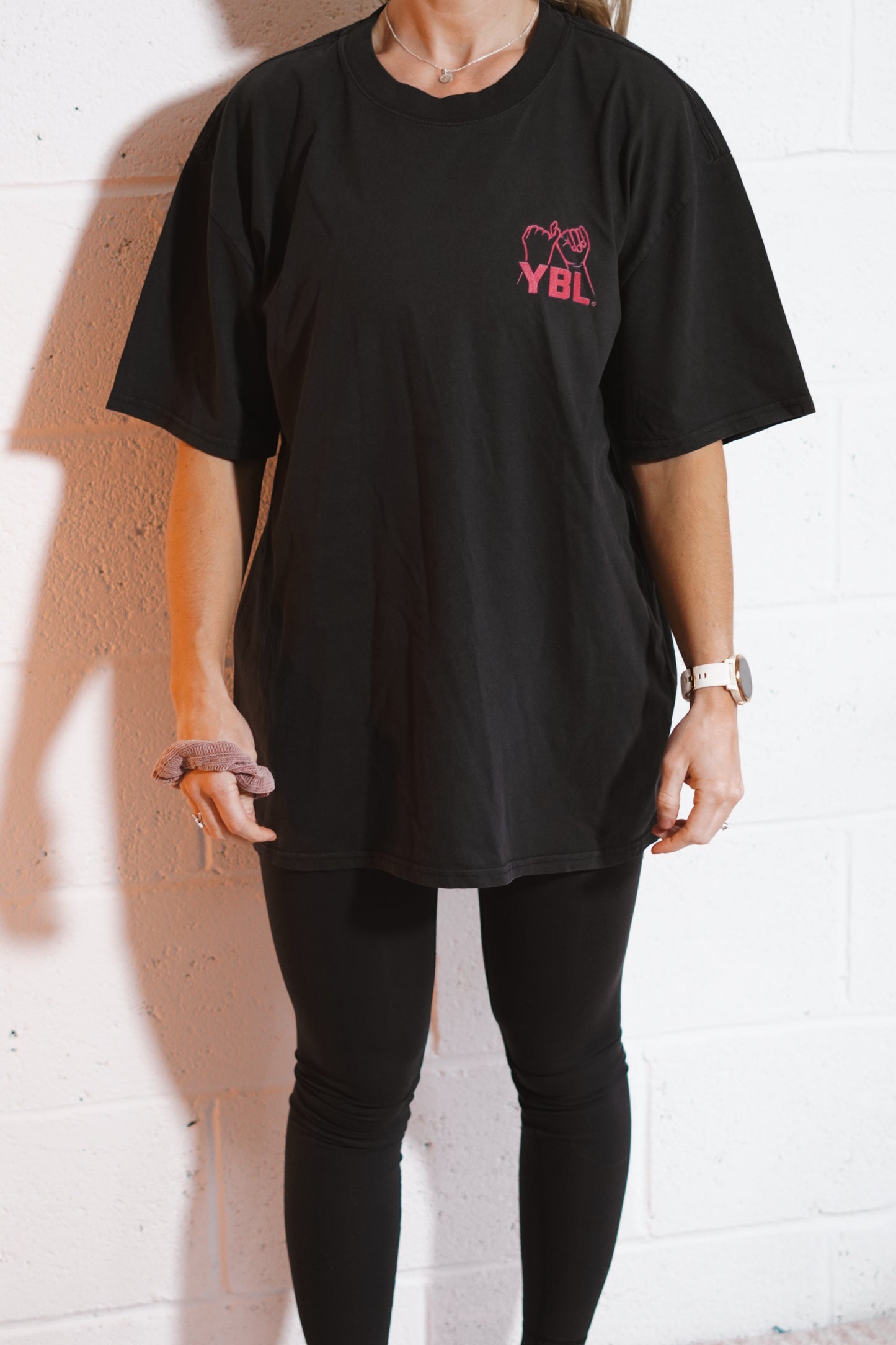 I'm Going Down Too Faded Relax Fit Tee in Faded Black with Pink Print