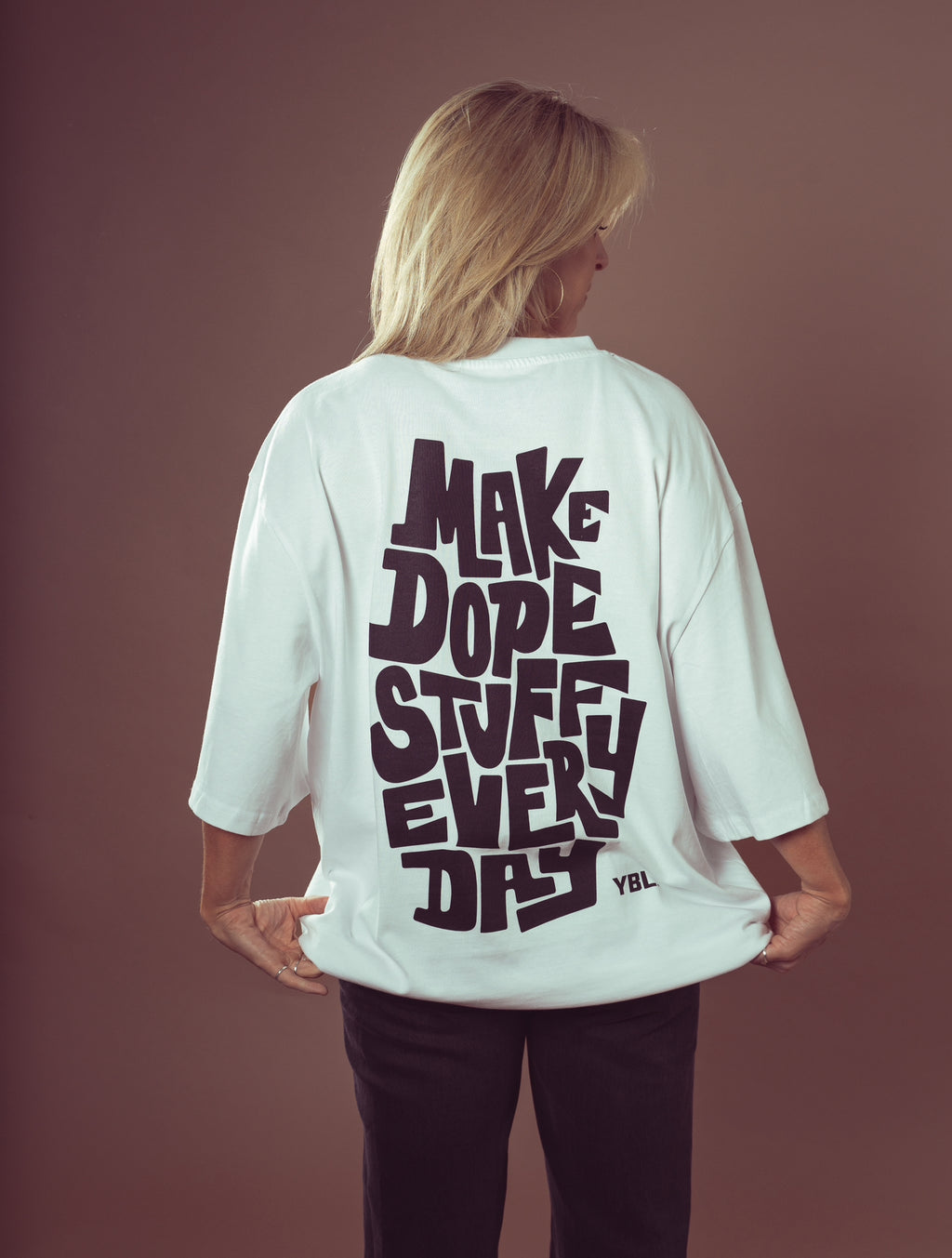 Make Dope Stuff Oversized Dropped Shoulder Tee in White