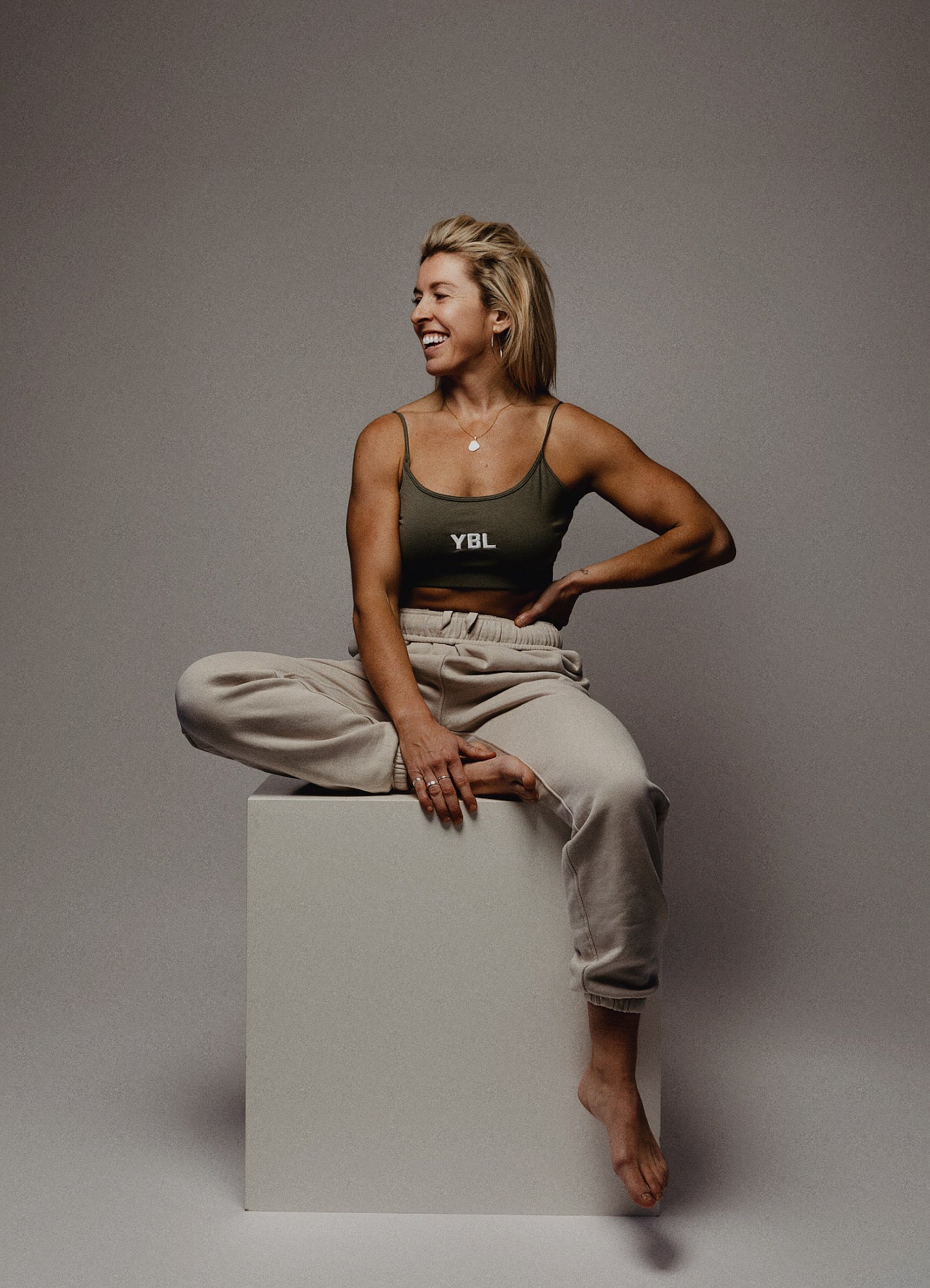 Recycled Loungewear Crop Top in Khaki