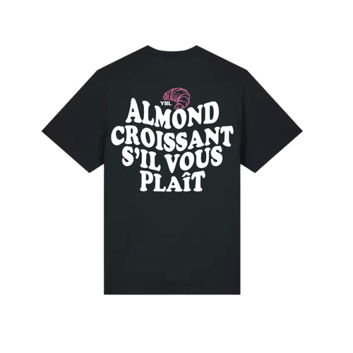 Almond Croissant Heavy Oversized Tee in Black