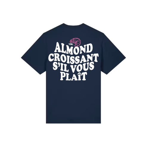 Almond Croissant Heavy Oversized Tee in Navy