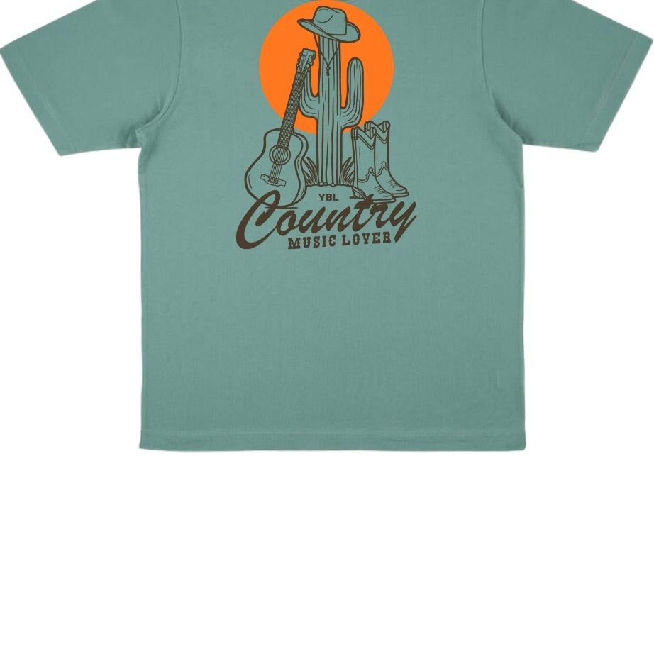 Country Music Lover Unisex Oversized Tee in Sage Green