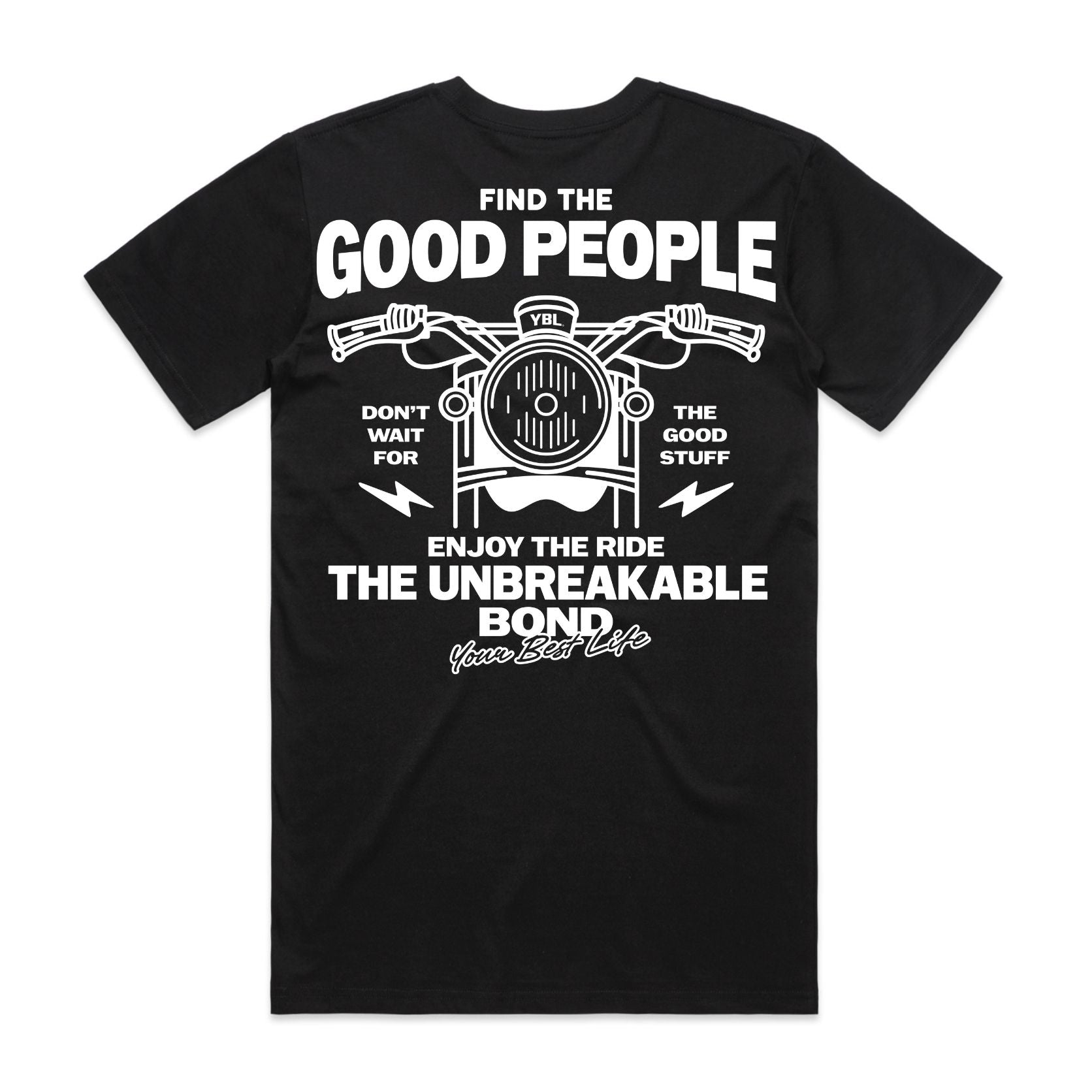 Good People Bike Print with YBL on the front Unisex Oversized Tee in Black