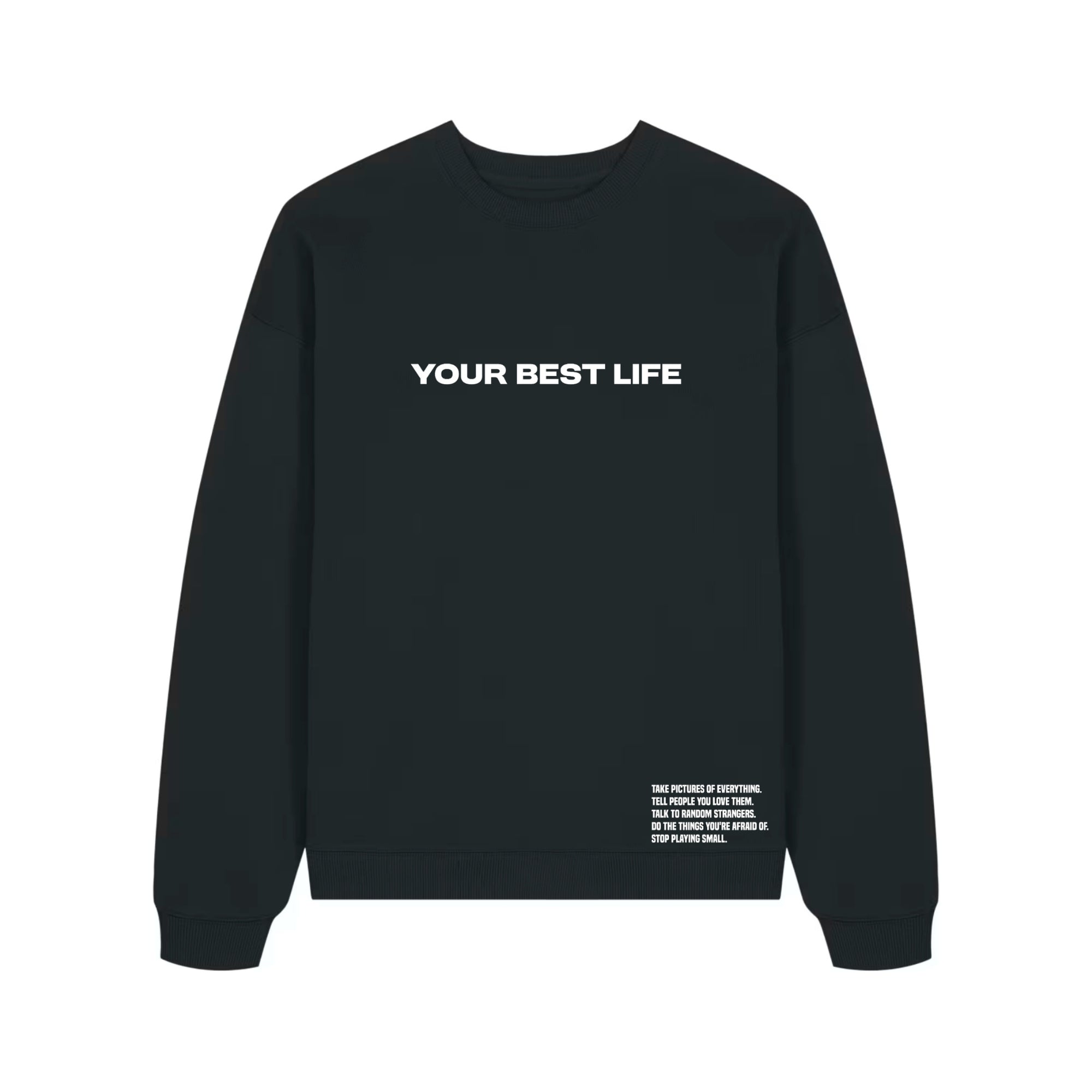 YBL | Rules of Life Unisex Oversized Crew Neck Sweatshirt in Black