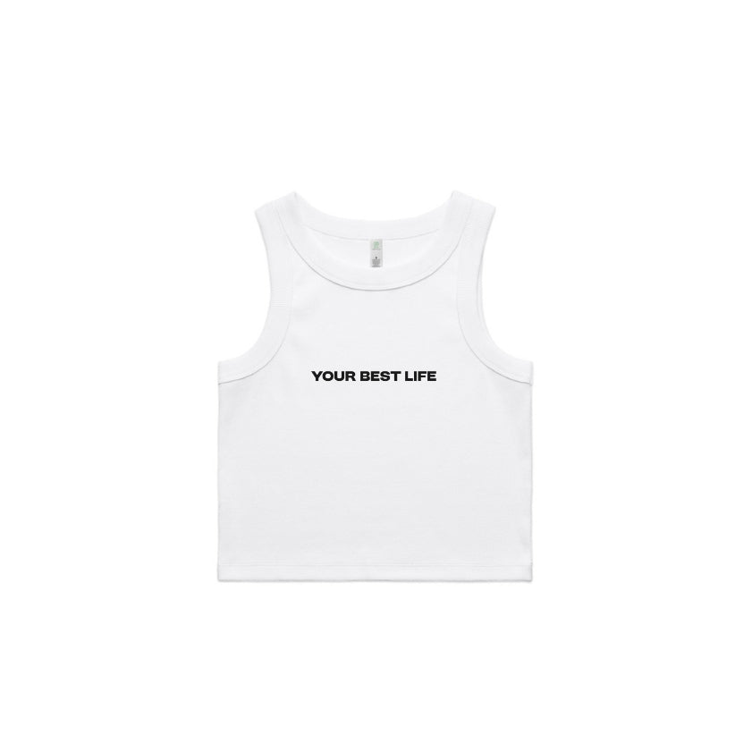 Womens Rib Crop Tank Vest in White