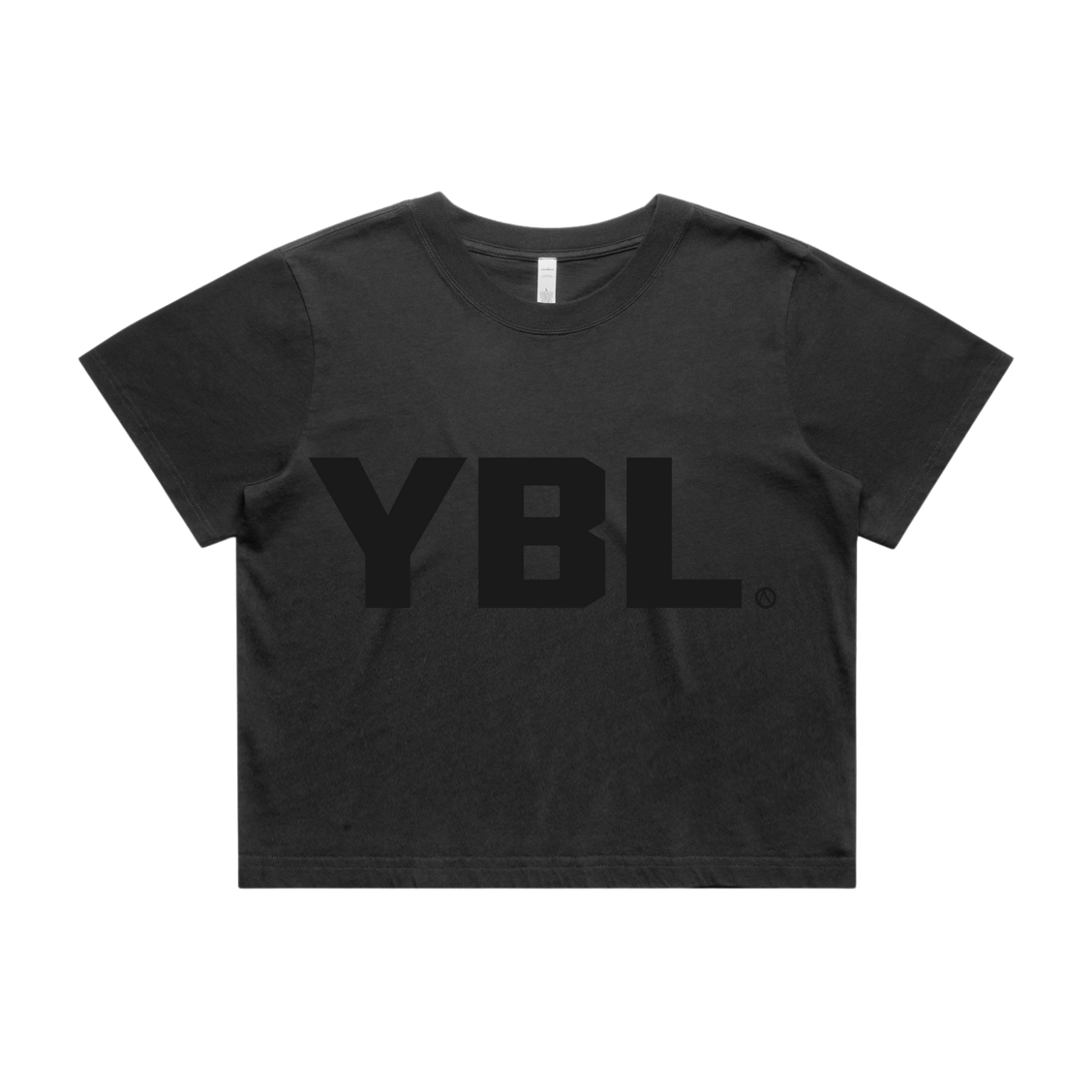 YBL' Heavy Faded Crop Tee in Black on Black