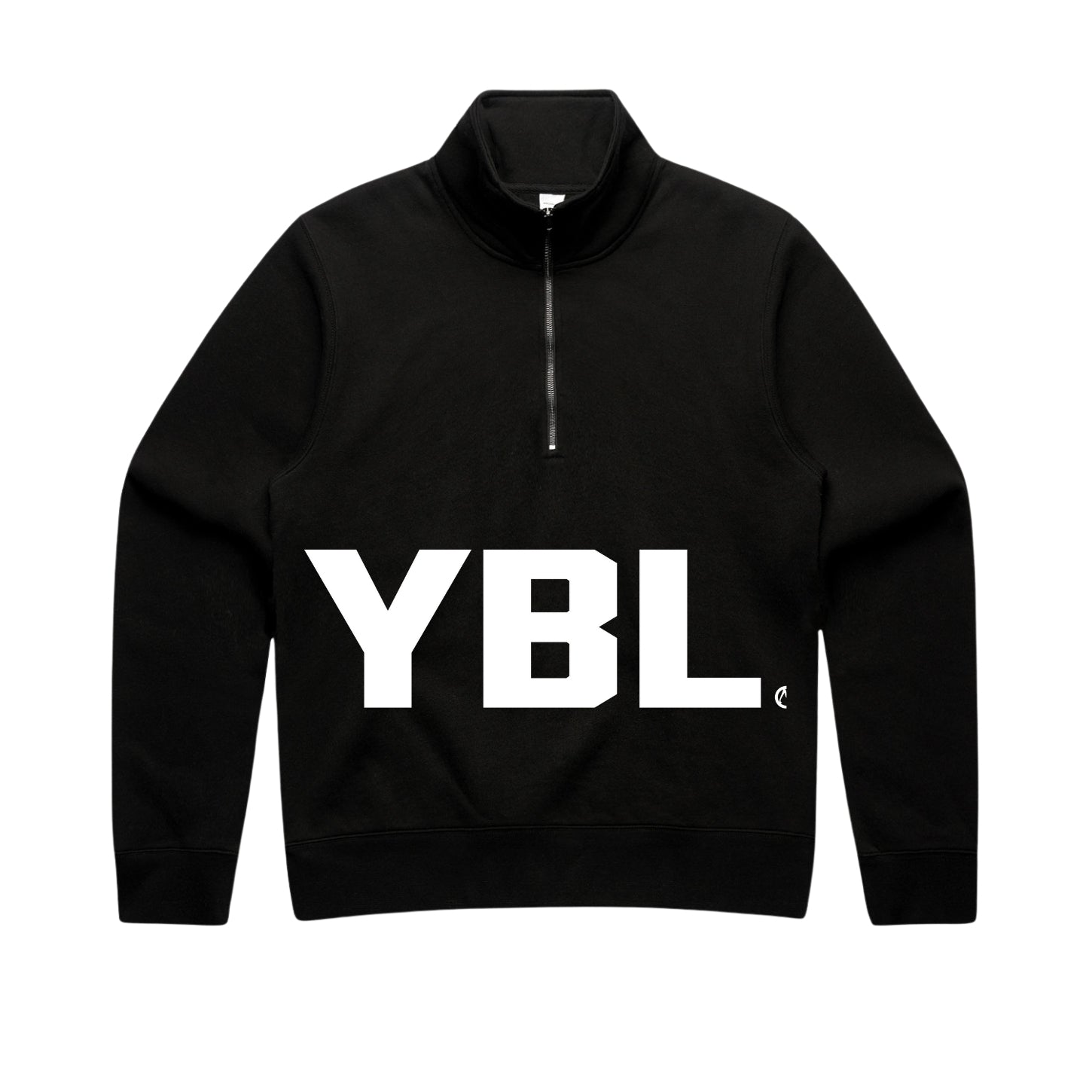 Womens Fit Half Zip Crew Sweatshirt in Black