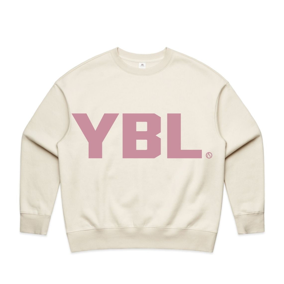 YBL Print Heavy Crew Sweatshirt Womens Fit in Ecru