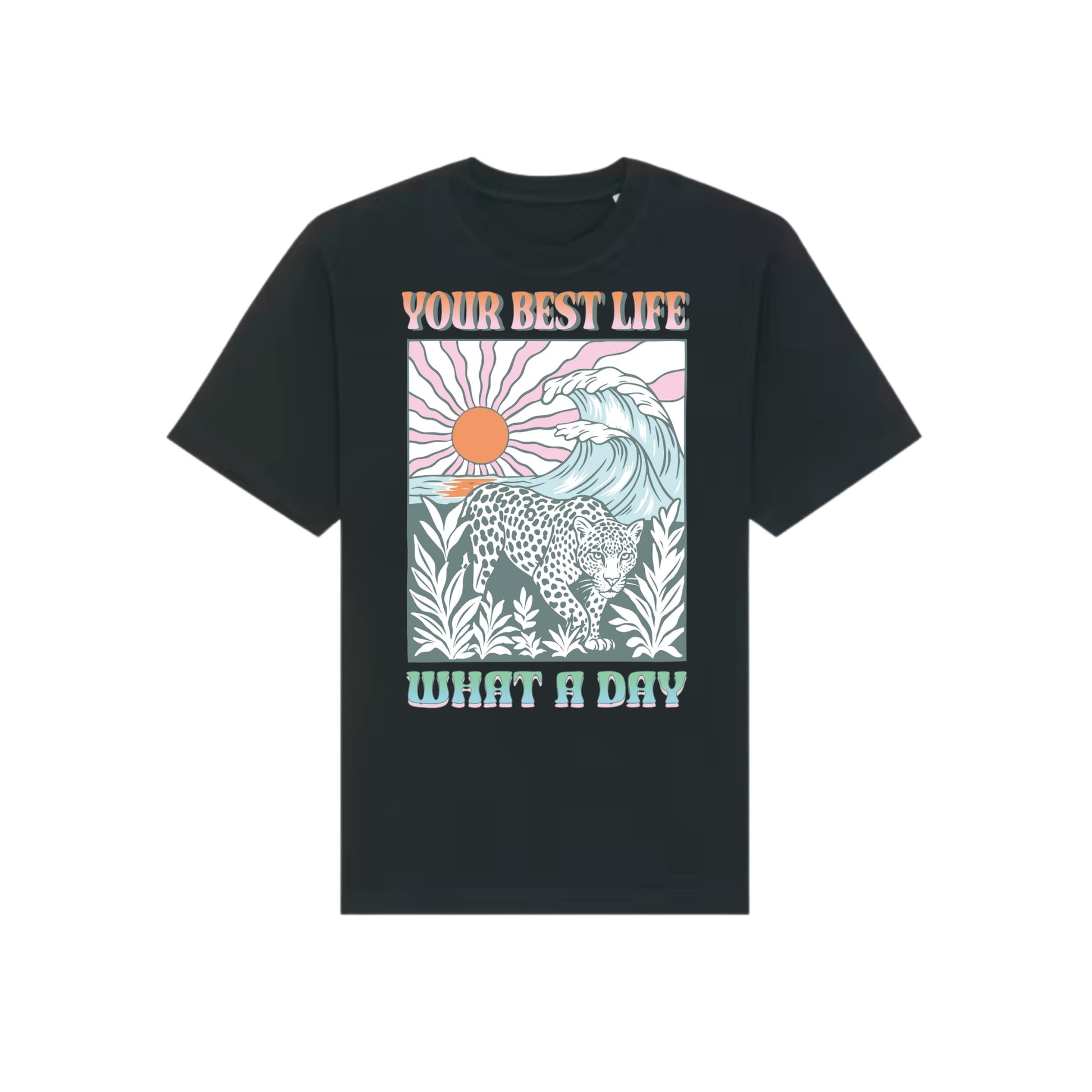 What a Day Lightweight Unisex Regular Fit Tee in Black