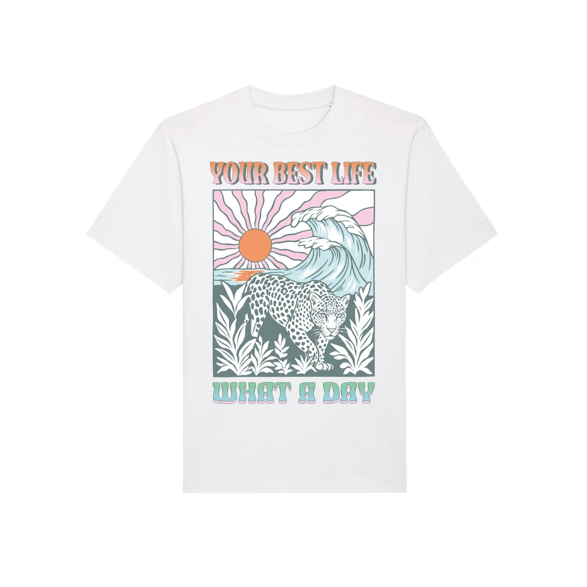 What a Day Lightweight Unisex Regular Fit Tee in Off White