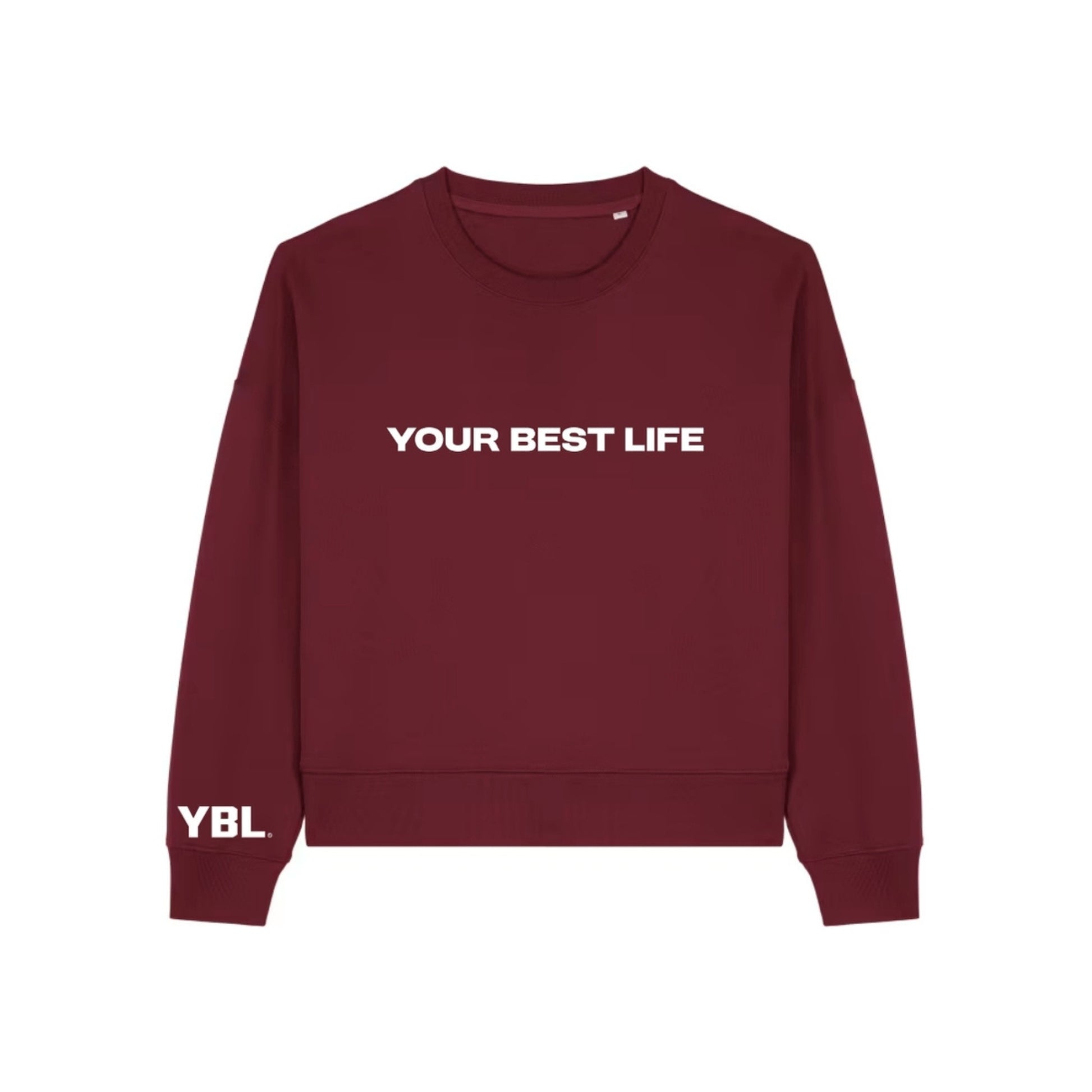 Womens Crew Neck Relaxed Fit Sweatshirt in Burgundy