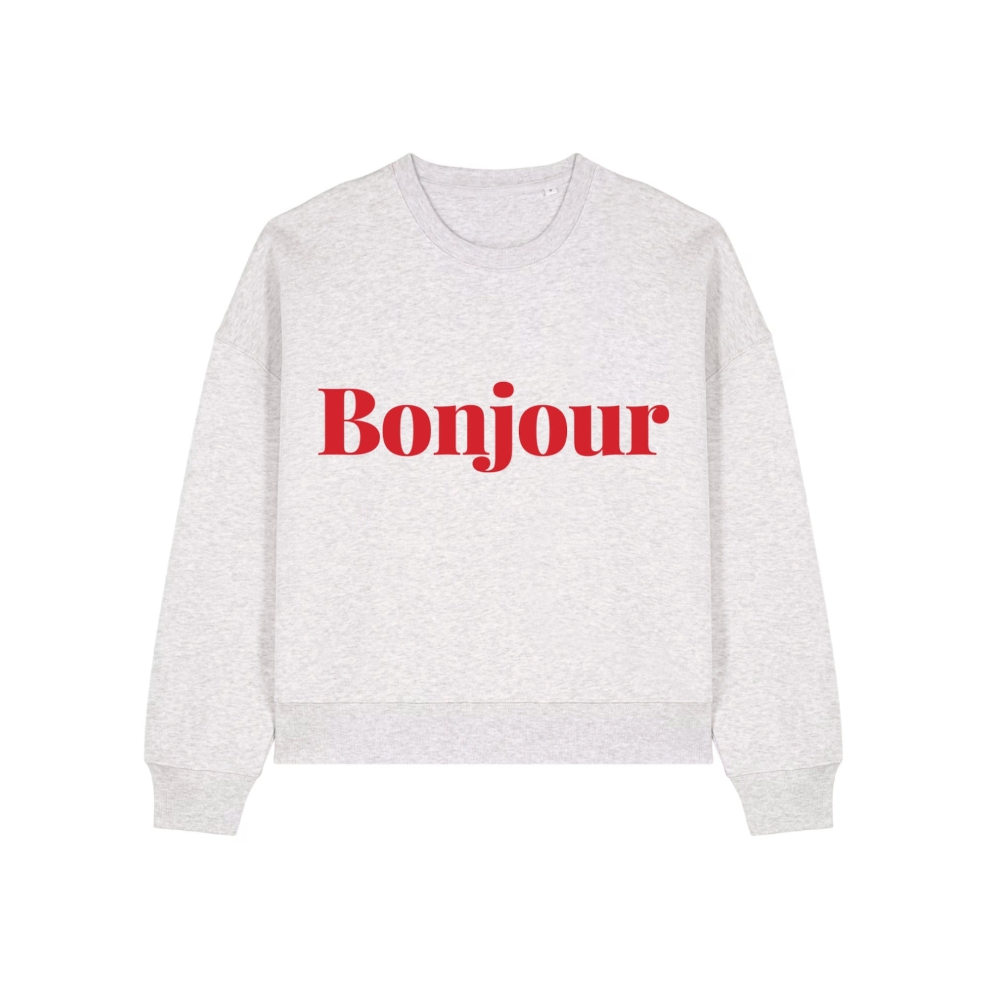 Bonjour Womens Fit Crew Neck Sweatshirt in Cool Heather Grey