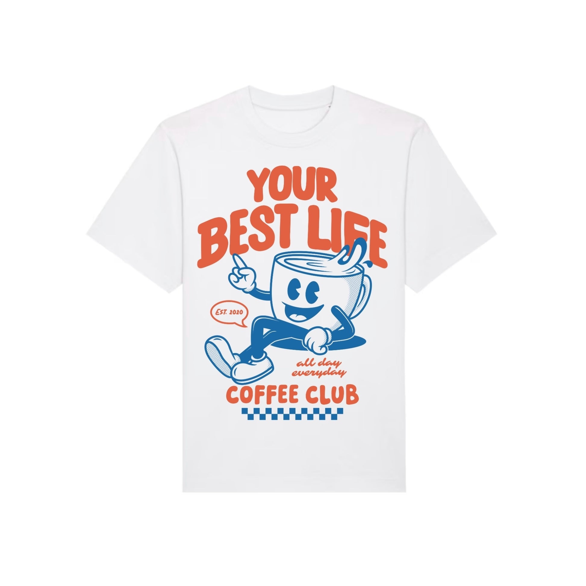 Your Best Life Coffee Club Lightweight Regular Fit Tee in Off White