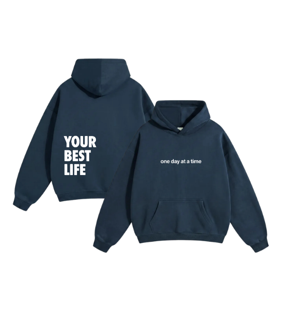 ONE DAY AT A TIME OVERSIZED HOODIE IN NAVY